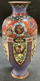 Vintage Asian Cloisonne Dragon Phoenix Vase