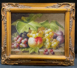 Framed Signed Still Life Fruit Oil Painting