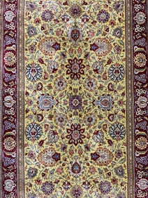 Vtg Handmade Silk Fringed Oriental Area Rug