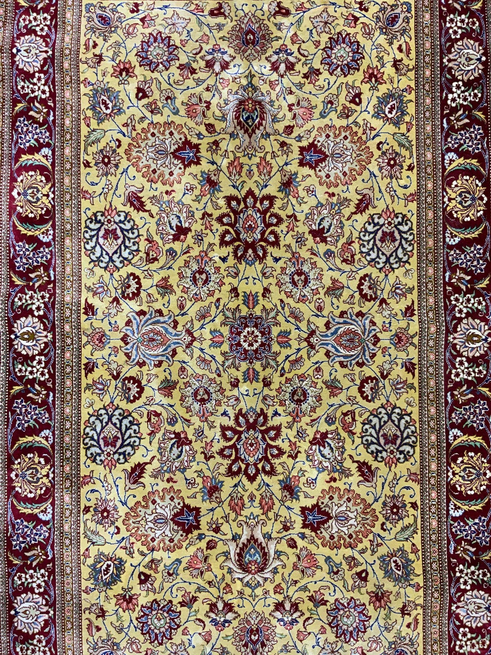 Vtg Handmade Silk Fringed Oriental Area Rug (1 of 9)