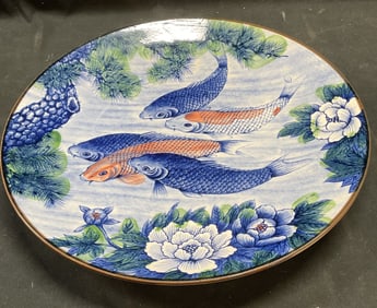 Vintage Sun Ceramics Koi Fish Plate, Japan
