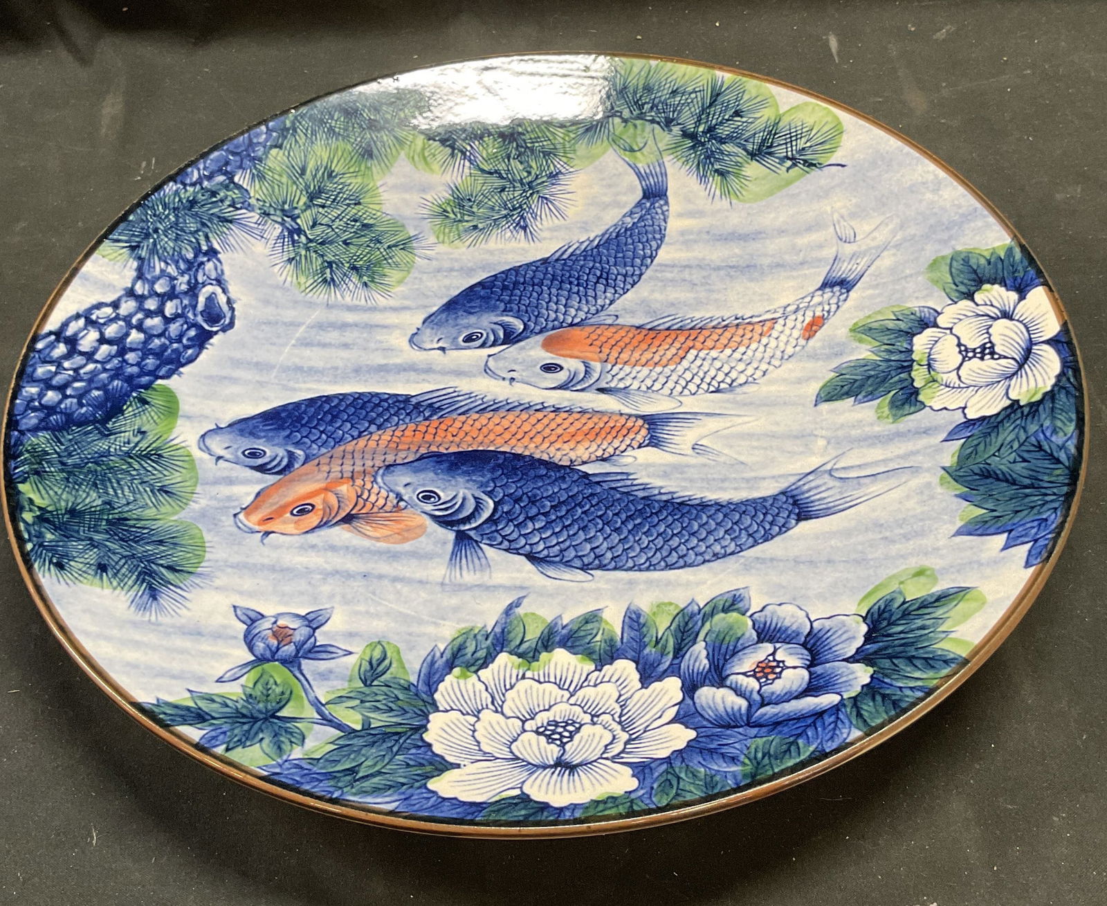 Vintage Sun Ceramics Koi Fish Plate, Japan (1 of 6)