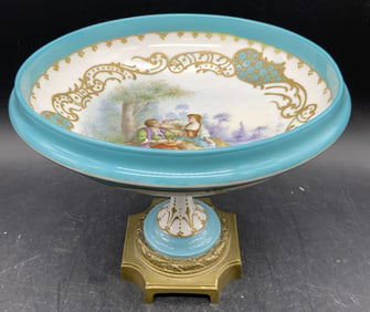 Sevres Porc & Brass-Mounted Centerpiece Bowl