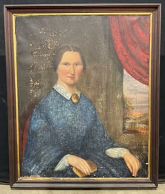Antique American 19th Cen Portrait Oil Painting