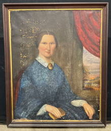Antique American 19th Cen Portrait Oil Painting