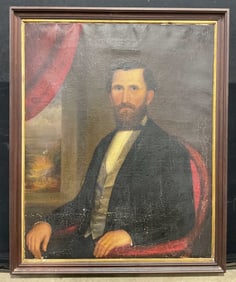 Antique American 19th Cen Portrait Oil Painting
