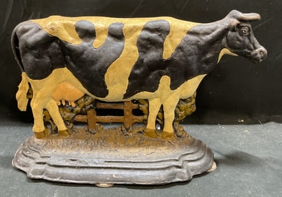 Vintage Heavy Cast Iron Cow Doorstop