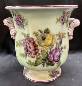 Vintage Floral Porcelain Footed Urn Planter