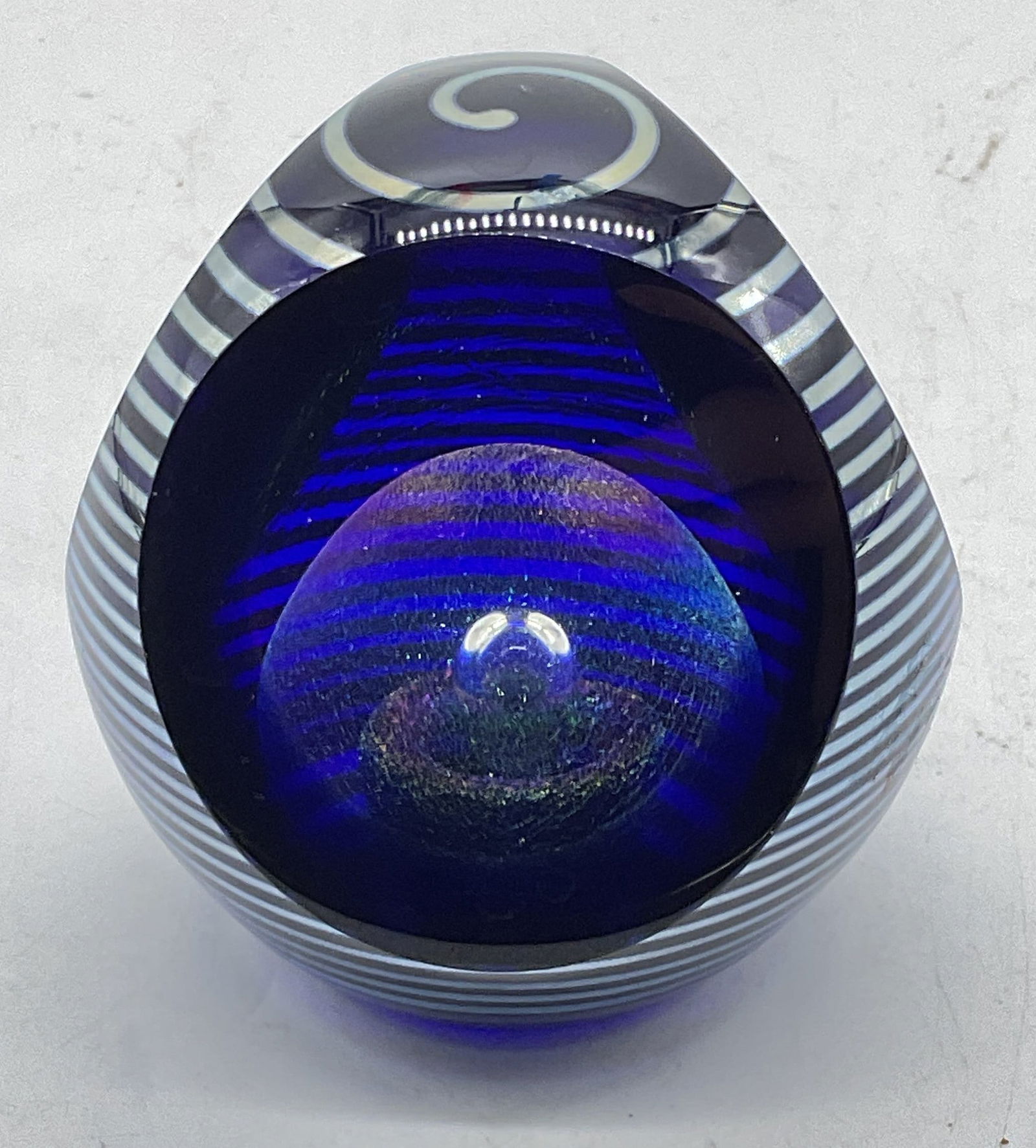 Sgn Correia Blue Art Glass Bubble Paperweight (1 of 7)