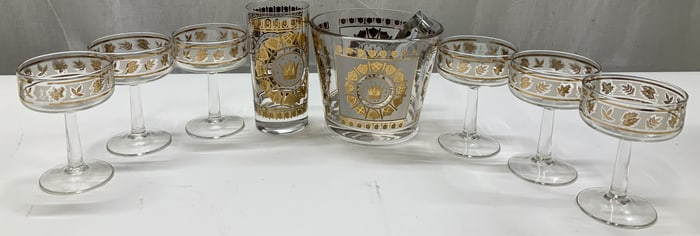 Lot 9 Starlyte Coupe Glasses & MCM Barware Set
