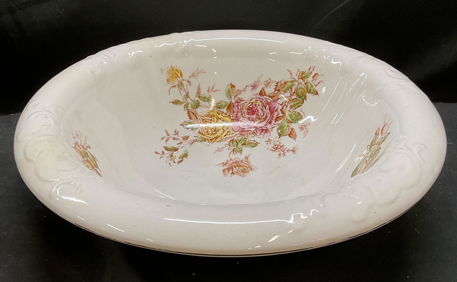Antq Empire Pottery June Rose Wash Basin Bowl (1 of 7)