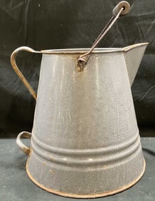 Vintage Enameled Tole Watering Can 11x11 In