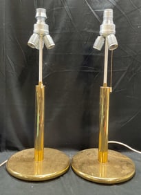 Pair Hollywood Regency Brass Table Lamps