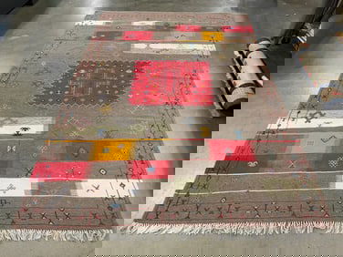 BERBER Embroidered KILIM Moroccan H Made Wool Rug