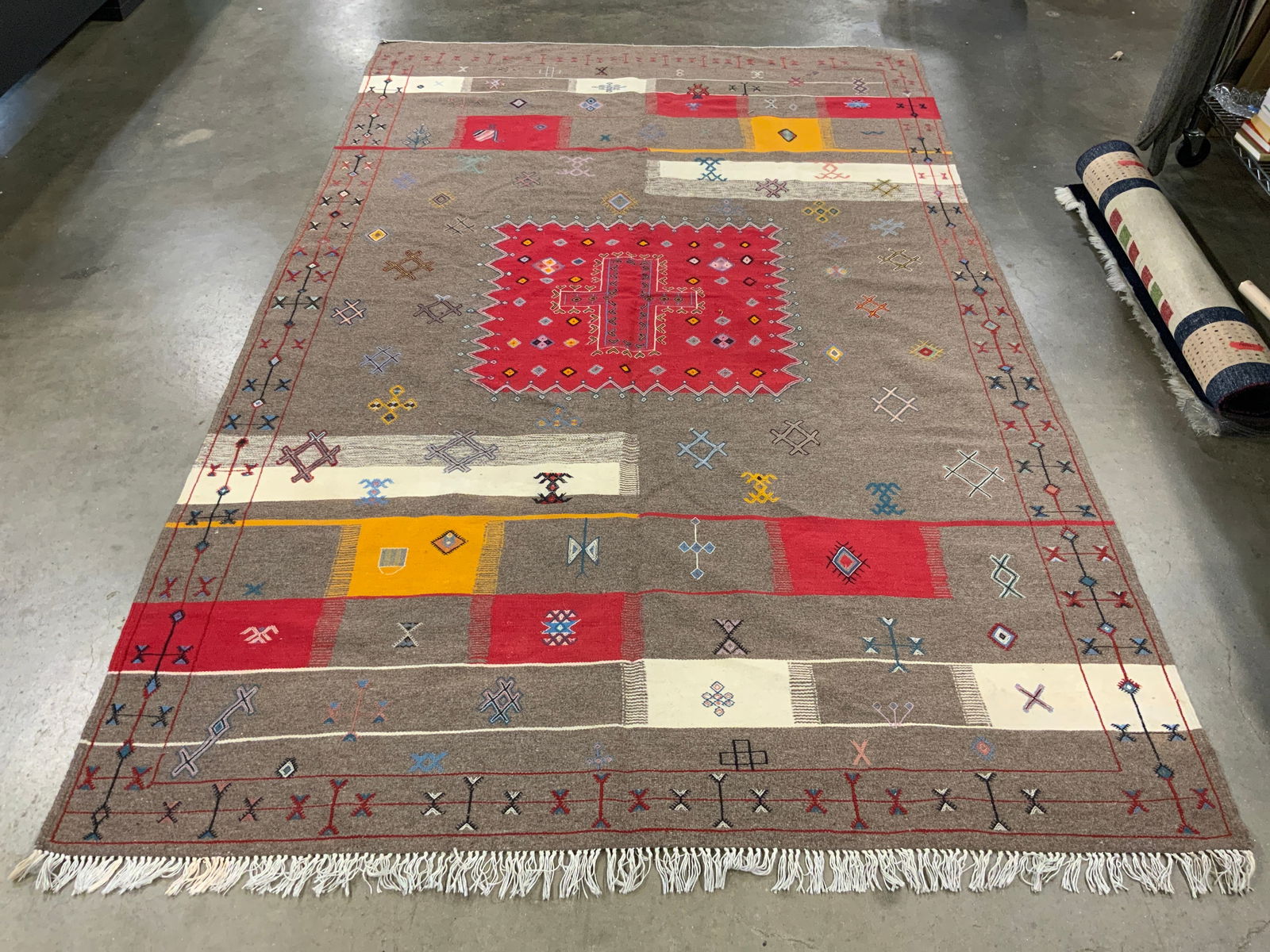 BERBER Embroidered KILIM Moroccan H Made Wool Rug (1 of 11)