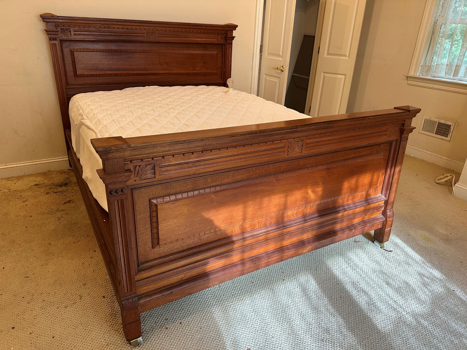 Vintage Walnut Wood Head Footboard & Bedframe (1 of 8)