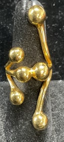 Gold Tone Modernist Orb Ring