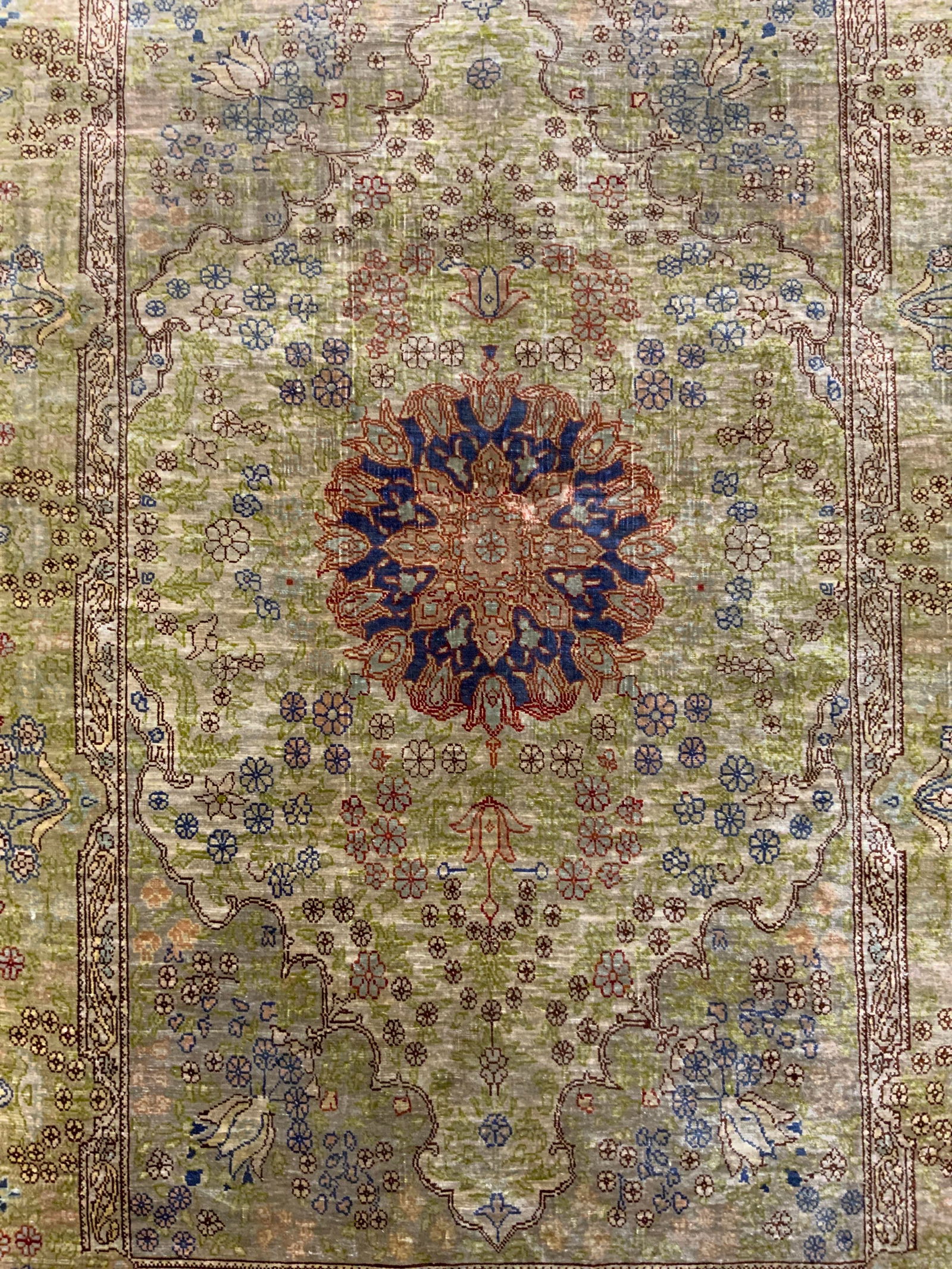 Vtg Handmade Silk Fringed Oriental Area Rug (1 of 8)