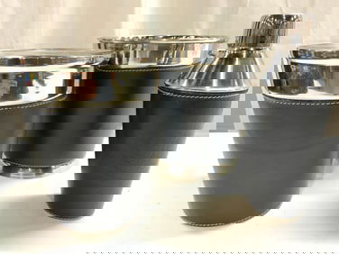 Stainless & Leatherette Shaker Ice Bckt & Wine Clr