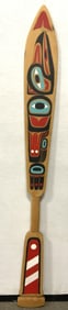 Tlingit Raven Sgnd Hand Painted Wood Paddle 48in