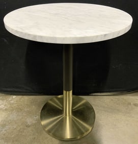 Marble Top Table Accent Table Brshd Metal Base