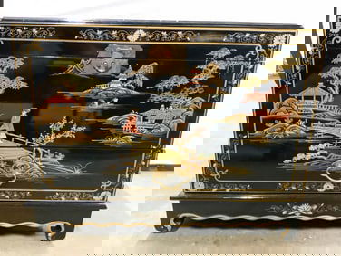 Vtg Asian Chinoiserie Chest W Drawer