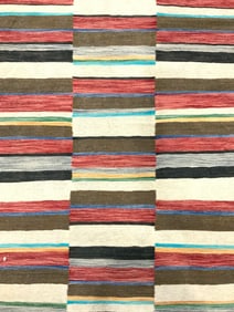 Vtg Shahsavan Persian Kilim rug W Polychrmtc Strps