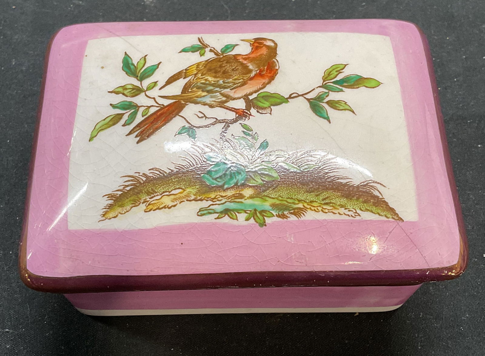 Vtg Old Castle Porcelain Bird Trinket Box, England (1 of 6)