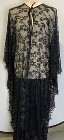 Vintage Black Sheer Floral Lace Gown