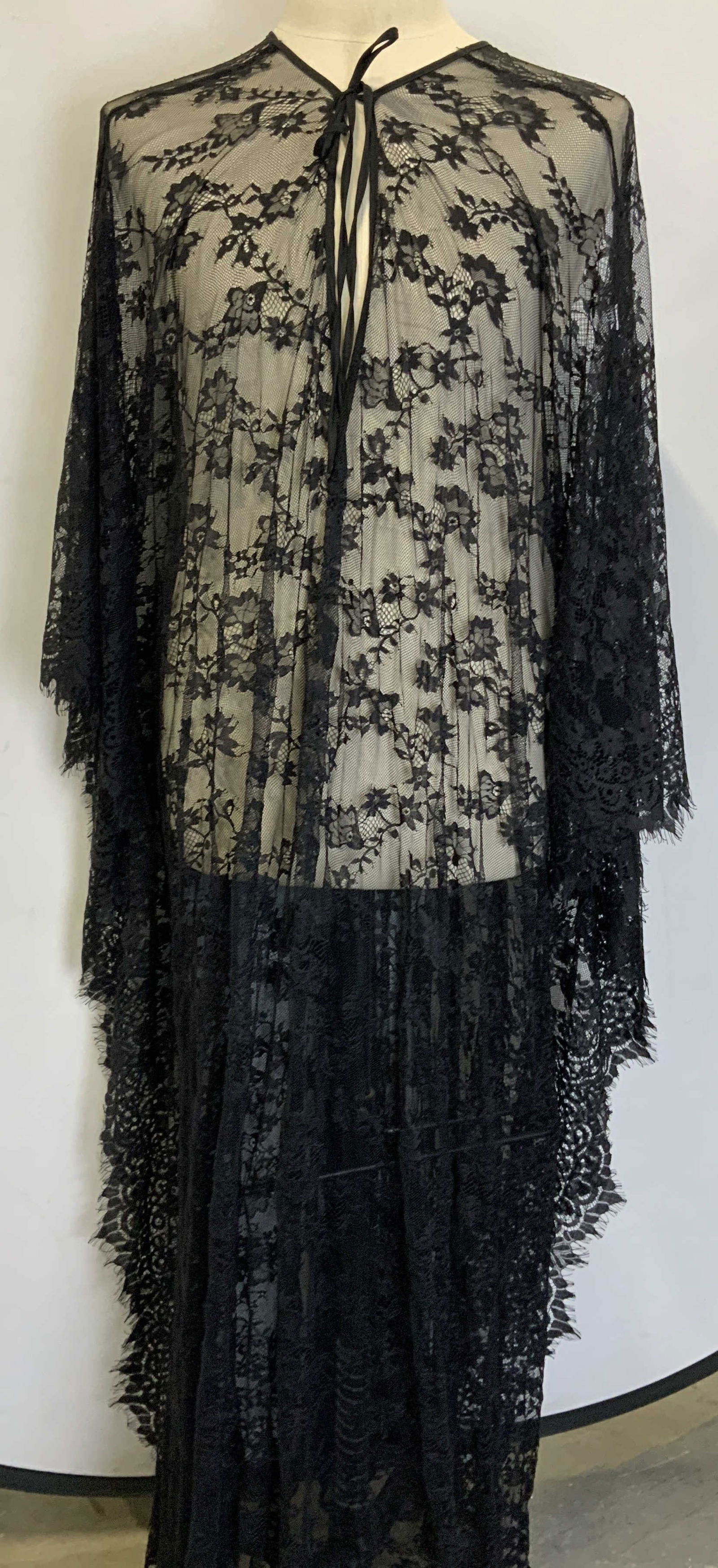 Vintage Black Sheer Floral Lace Gown (1 of 7)