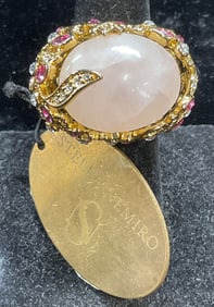 Stella Nemiro Gold Plated Pink Semiprecious Ring
