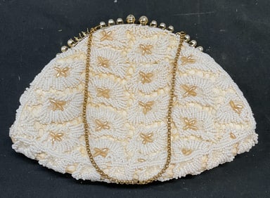 Vtg Jolles Original Beaded Faux Pearl Handbag