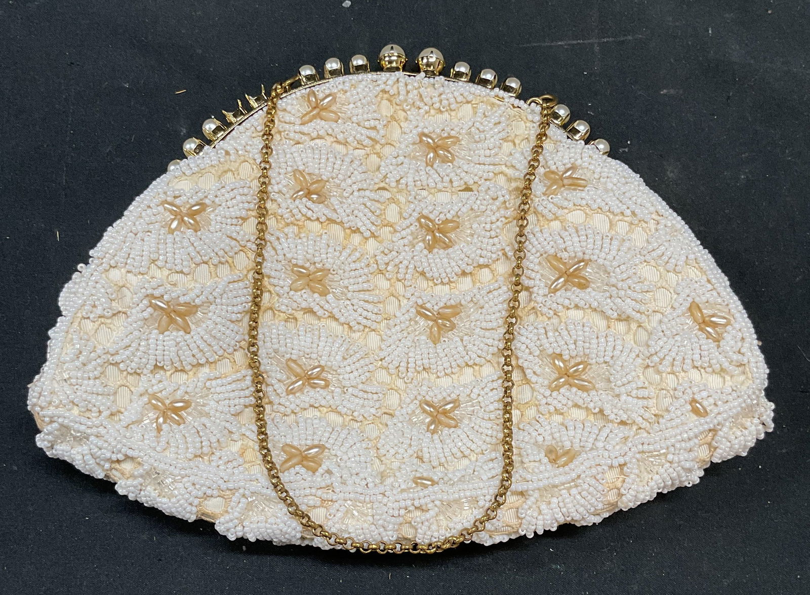 Vtg Jolles Original Beaded Faux Pearl Handbag (1 of 6)