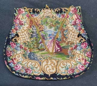 Vintage Floral Needlepoint Tapestry Handbag