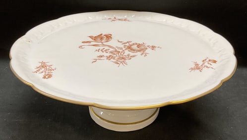 Limoges Gilt Floral Porcelain Cake Stand, France