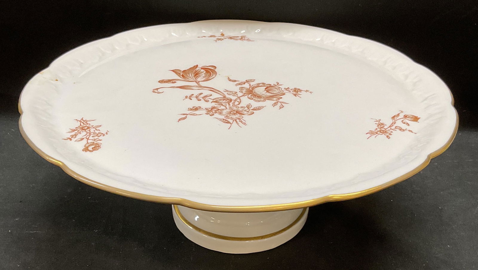 Limoges Gilt Floral Porcelain Cake Stand, France (1 of 6)