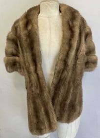 Vintage Tan Mink Fur Short Cape Stole