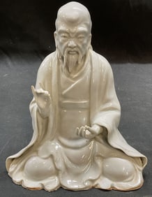 Vintage Blanc De Chine Porcelain Laozi Figurine