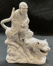 Signed Blanc de Chine Porcelain Iohan Tiger Fig