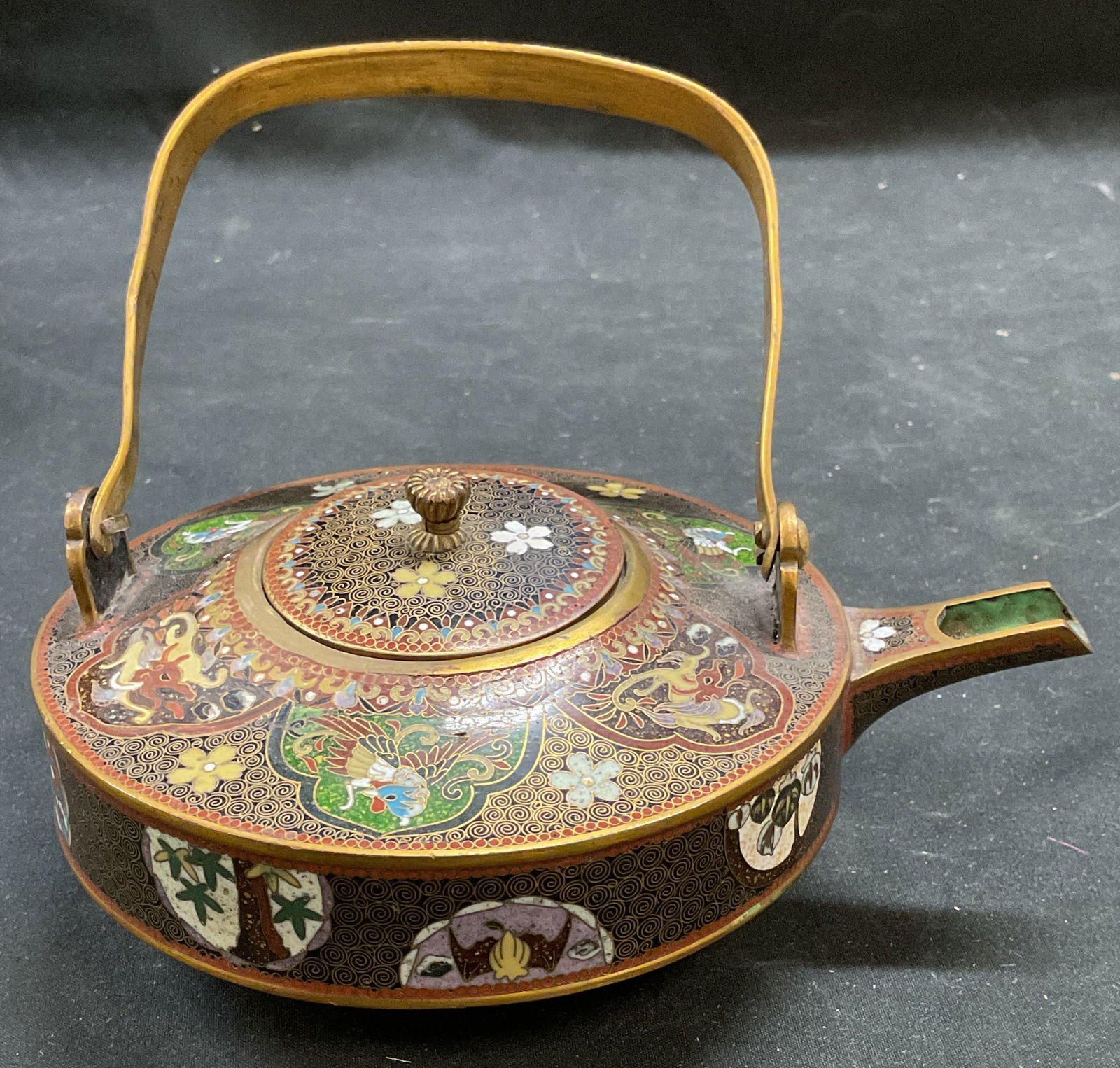 Vtg Japanese Cloisonne Enamel Teapot (1 of 7)