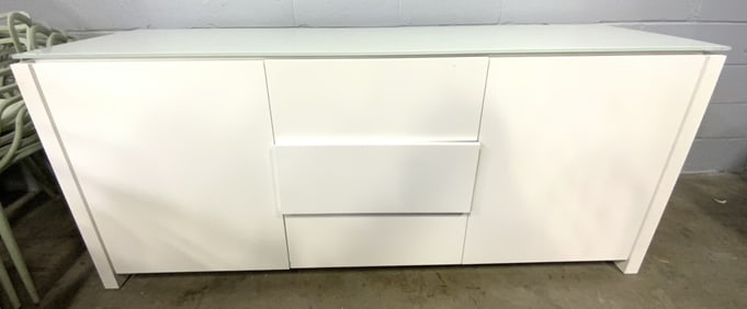 CALLIGARIS Glass Top White Wood Sideboard / Buffet