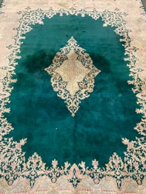 Vtg Handmade Fringed Oriental Oversized Wool Rug