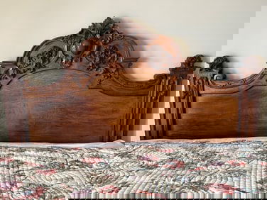 Rococo Walnut Carved Headboard