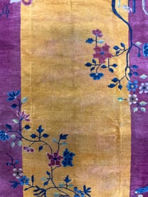 Vntg Chinese Art Deco Handmade Wool Rug