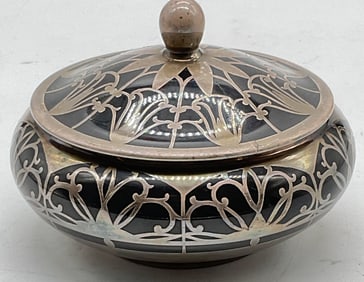 Rosenthal Deusch Art Deco Silver Overlay Porc Jar