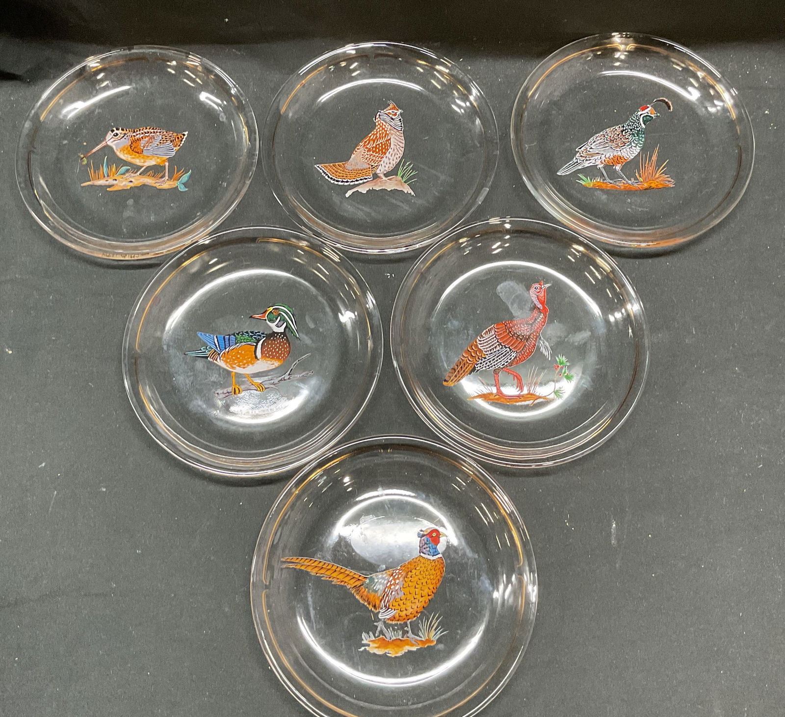 Set 6 Lynn Chase Winter Game Birds Glass Plates (1 of 8)