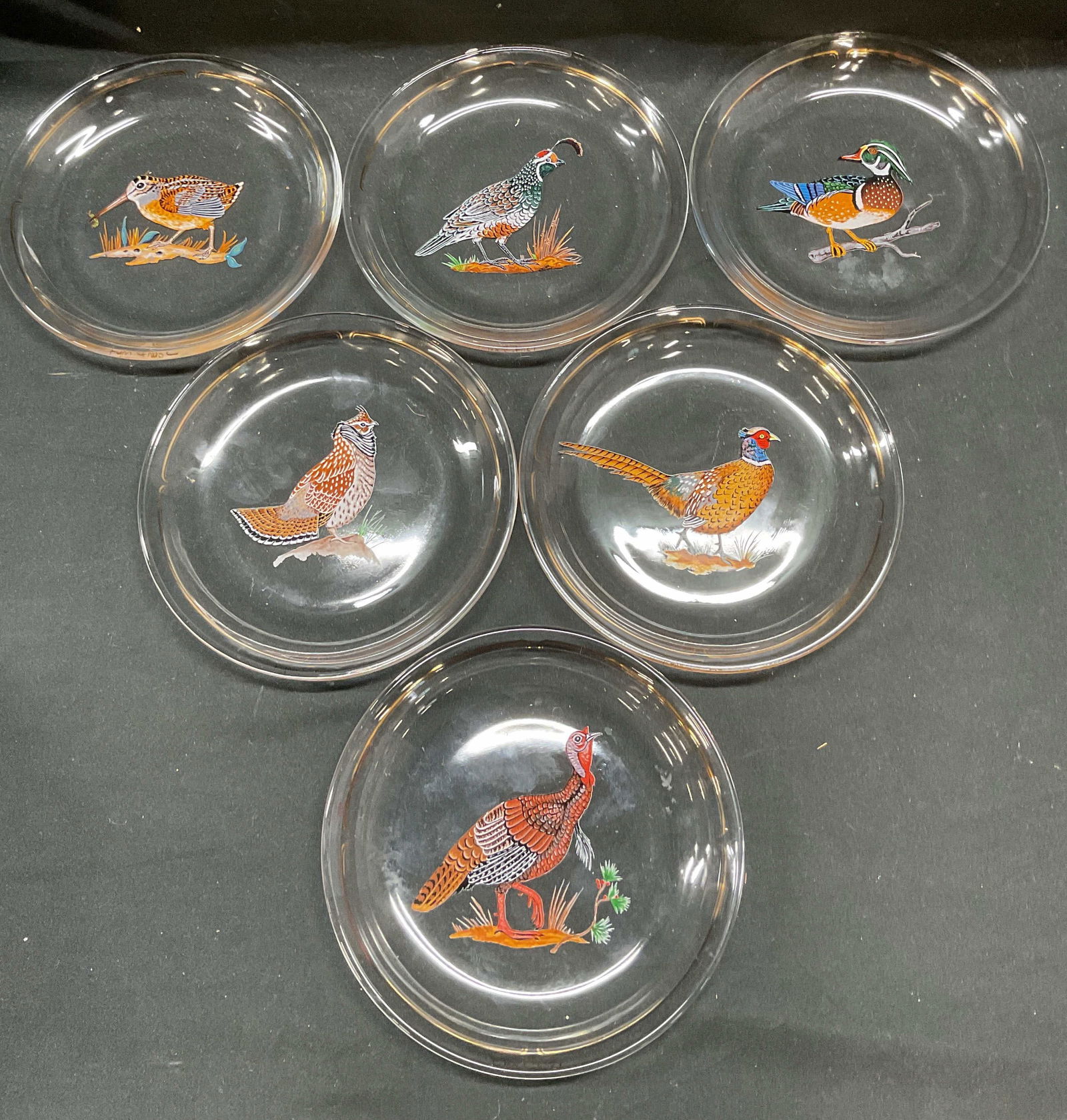 Set 6 Lynn Chase Winter Game Birds Glass Plates (1 of 8)