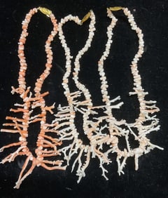 Lot 3 Vintage Pink Branch Coral Necklaces