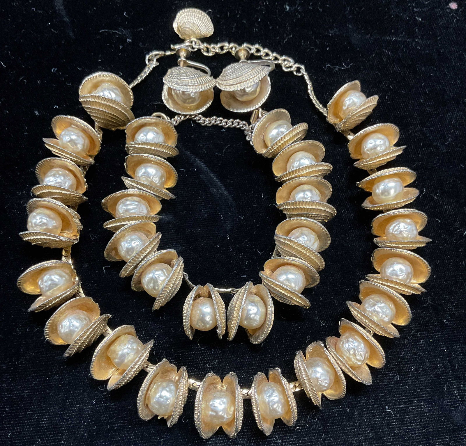 Set 3 Vtg 12k GF Faux Pearl Necklace, Bracelet + (1 of 7)