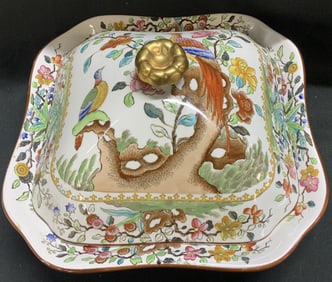 Vntg Copeland Spode Bird Motif Lidded Dish ENGLAND